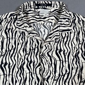 Ksubi Shirt Button Up Camp Collar Zebra Style‎ All Over Print White Black Mens M
